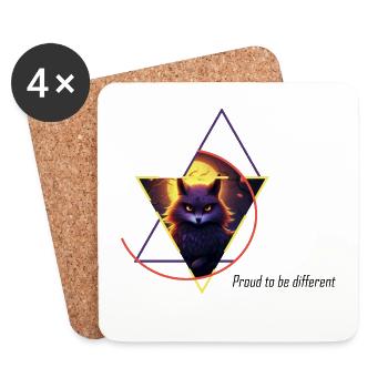 Hybride mi-hibou mi-renard - Dessous de verre (lot de 4) - blanc - Devant