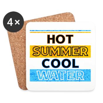 Hot summer cool water - Coasters (set of 4) - white - Front
