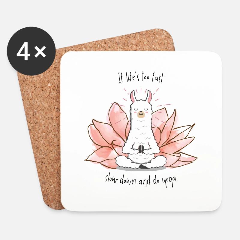 Slow down and do Yoga Lama - Untersetzer (4er-Set) - Weiß