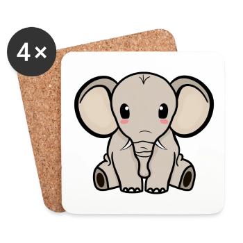 ELEFANT BABY SITZEN TIERWELT TIER RÜSSEL NATUR ZOO - Untersetzer (4er-Set) - Weiß - Vorne