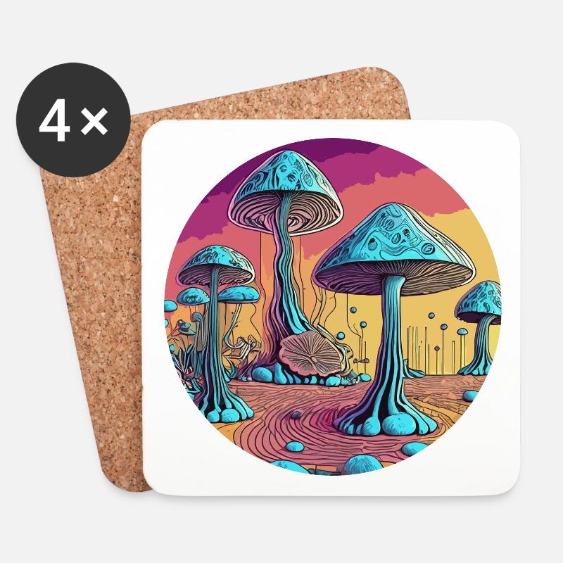 Psychedelisches Pilzbaumtal - Untersetzer (4er-Set) - Weiß
