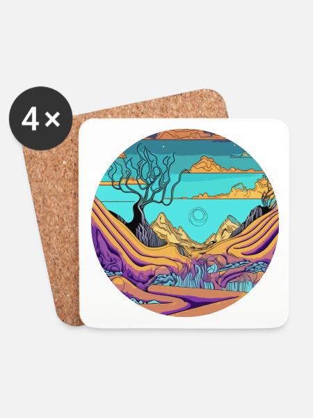 Sonnenaufgang im Psychedelic Valley - Untersetzer (4er-Set) - Weiß
