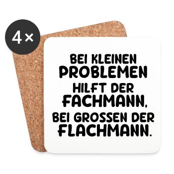 FLACHMANN ALKOHOL BÜRO HUMOR ARBEIT FACHKRAFT WITZ - Untersetzer (4er-Set) - Weiß - Vorne