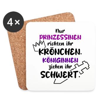 MUT TAPFER KÄMPFERIN KÖNIGIN SCHWERT PRINZESSIN - Untersetzer (4er-Set) - Weiß - Vorne