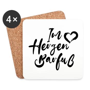 IM HERZEN BARFUSS ZUHAUSE LEBEN URLAUB MEER LIEBE - Untersetzer (4er-Set) - Weiß - Vorne