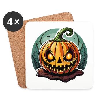Sinister Jack o' Lantern Pumpkin - Coasters (set of 4) - white - Front
