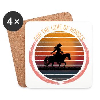 Femme à cheval. - Dessous de verre (lot de 4) - blanc - Devant