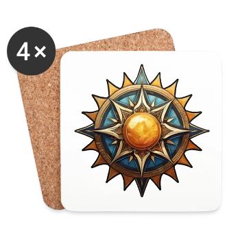 Artistic Sun, Sun Symbol, Star - Coasters (set of 4) - white - Front