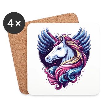 LICORNE CONTE DE FÉES PRINCESSE CHÂTEAU MAGIQUE CRÉATIF - Dessous de verre (lot de 4) - blanc - Devant