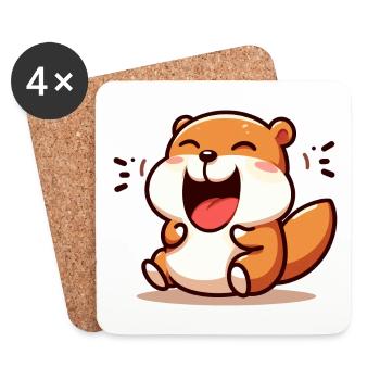 LAUGHING HAMSTER RODENT PET SMALL CHEEK ROUND - Coasters (set of 4) - white - Front
