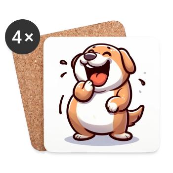 CHIEN QUI RIT, AMI À QUATRE PATTES, ANIMAL DE COMPAGNIE, AMANT DES ANIMAUX, BLAGUE - Dessous de verre (lot de 4) - blanc - Devant