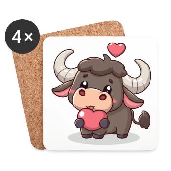 STIER WIDDER STERNZEICHEN LIEBE HERZ VALENTINSTAG - Untersetzer (4er-Set) - Weiß - Vorne