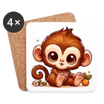 AFFE ÄFFCHEN BANANE BAUM TIER ZOO KLETTERN BABY - Untersetzer (4er-Set) - Weiß - Vorne