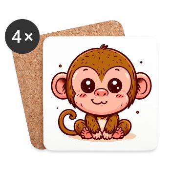 AFFE ÄFFCHEN BANANE BAUM TIER ZOO KLETTERN BABY - Untersetzer (4er-Set) - Weiß - Vorne