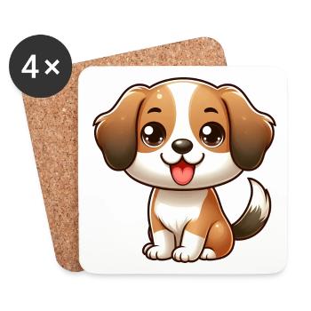 DOG BEAGLE CHIBI BABY PUPPY FLOPPY EAR ANIMAL LOVE - Coasters (set of 4) - white - Front