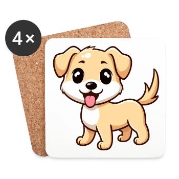CHIEN, CHIEN À QUATRE PATTES, CHIEN,, PATTE, AMOUR, AMOUREUX DES ANIMAUX - Dessous de verre (lot de 4) - blanc - Devant