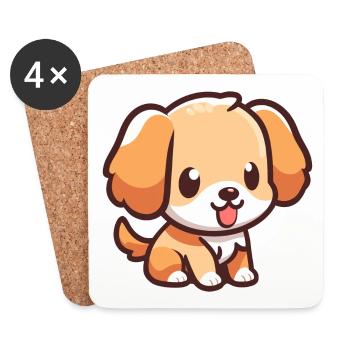 CHIEN, CHIEN À QUATRE PATTES, CHIEN,, PATTE, AMOUR, AMOUREUX DES ANIMAUX - Dessous de verre (lot de 4) - blanc - Devant