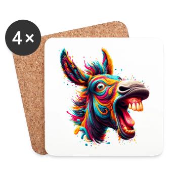 ASS CRAZY HORSE COLORFUL COLORS EARS PARTY DONKEY - Coasters (set of 4) - white - Front