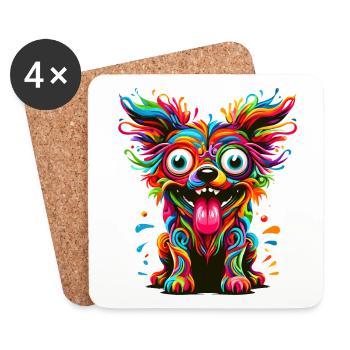 CHIEN FOU COLORÉ COLORÉ ARC-EN-CIEL BLOB - Dessous de verre (lot de 4) - blanc - Devant
