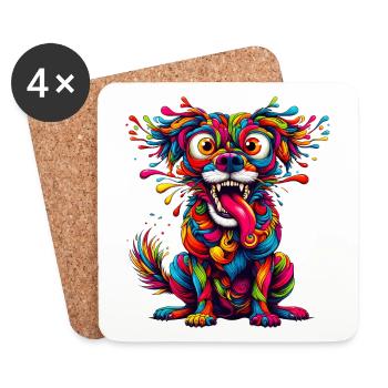 CHIEN FOU COLORÉ COLORÉ ARC-EN-CIEL BLOB - Dessous de verre (lot de 4) - blanc - Devant