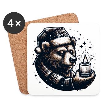 OURS BOUGIE CHAUFFE-PLAT NOËL HIVER CHALEUR NORD - Dessous de verre (lot de 4) - blanc - Devant