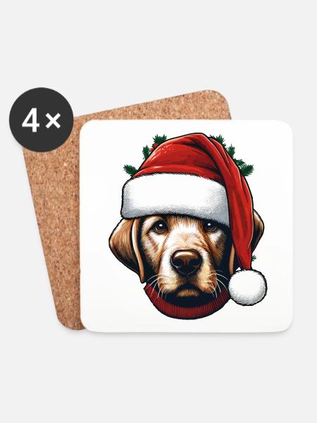 DOG MERRY CHRISTMAS FAMILY PET LOVE HEART - Coasters (set of 4) - white