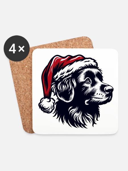 HUND FROHE WEIHNACHTEN FAMILIE HAUSTIER LIEBE HERZ - Untersetzer (4er-Set) - Weiß