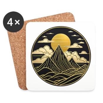 Landschaft im chinesischen Stil, Logo der orientalischen Landschaft - Untersetzer (4er-Set) - Weiß - Vorne