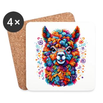 ALPACA CONFETTI COLORFUL COLORFUL RAINBOW TRIBAL - Coasters (set of 4) - white - Front