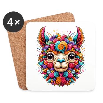 ALPACA CONFETTI COLORFUL COLORFUL RAINBOW TRIBAL - Coasters (set of 4) - white - Front
