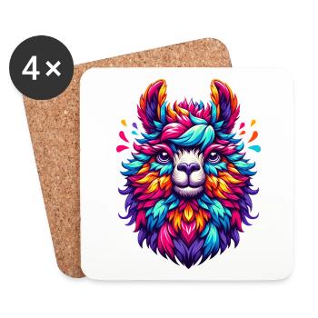 ALPACA CONFETTI COLORFUL VARIEGATED RAINBOW WOOL - Coasters (set of 4) - white - Front