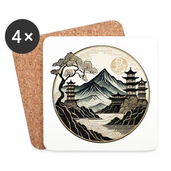Traditional Chinese Design, Oriental Logo, Asia - Coasters (set of 4) - white - Front