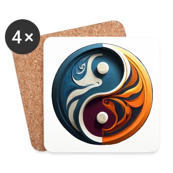 yin yang abstrait, feu et eau, dualité - Dessous de verre (lot de 4) - blanc - Devant