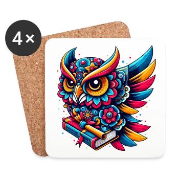 HIBOU TOTEM SAGESSE CONNAISSANCE OISEAU NUIT FORÊT NATURE - Dessous de verre (lot de 4) - blanc - Devant