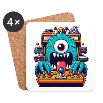 ARCADE SLOT MACHINE CASINO JOYSTICK MONSTER CRAZY - Coasters (set of 4) - white - Front