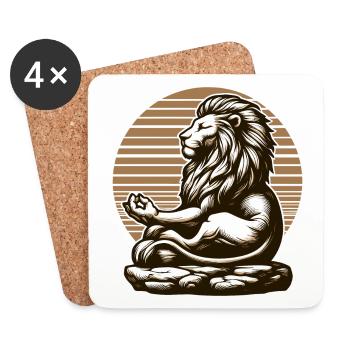 LÖWE FELSEN RUHE MEDITATION KRAFT FOKUS SAVANNE - Untersetzer (4er-Set) - Weiß - Vorne