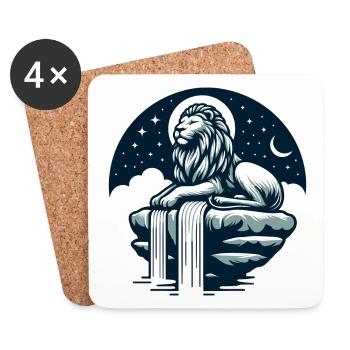 LÖWE FELSEN RUHE MEDITATION KRAFT FOKUS SAVANNE - Untersetzer (4er-Set) - Weiß - Vorne