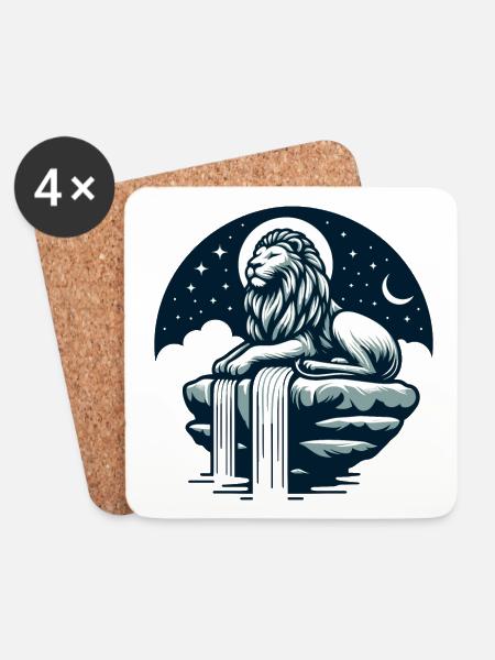 LÖWE FELSEN RUHE MEDITATION KRAFT FOKUS SAVANNE - Untersetzer (4er-Set) - Weiß