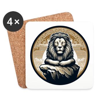 LÖWE FELSEN RUHE MEDITATION KRAFT FOKUS SAVANNE - Untersetzer (4er-Set) - Weiß - Vorne