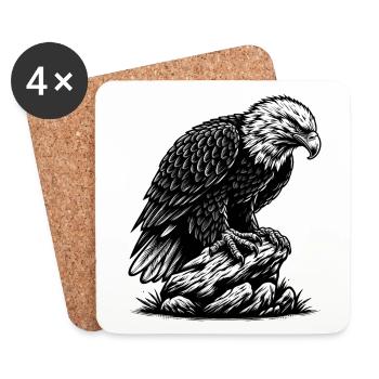 ADLER GREIFVOGEL HABICHT JÄGER FLUG MAJESTÄT FEDER - Untersetzer (4er-Set) - Weiß - Vorne