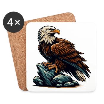 EAGLE, BIRD OF PREY, HAWK, HUNTER, FLIGHT, MAJESTY, FEATHER - Coasters (set of 4) - white - Front