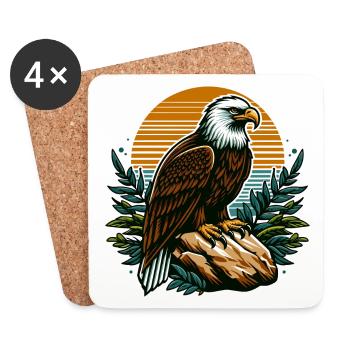 EAGLE, BIRD OF PREY, HAWK, HUNTER, FLIGHT, MAJESTY, FEATHER - Coasters (set of 4) - white - Front