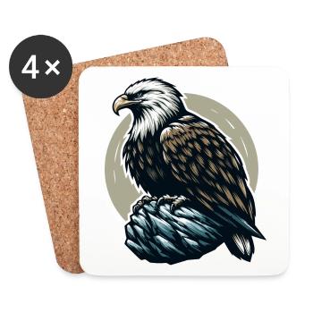 ADLER GREIFVOGEL HABICHT JÄGER FLUG MAJESTÄT FEDER - Untersetzer (4er-Set) - Weiß - Vorne