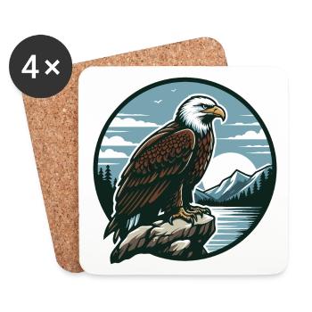ADLER GREIFVOGEL HABICHT JÄGER FLUG MAJESTÄT FEDER - Untersetzer (4er-Set) - Weiß - Vorne