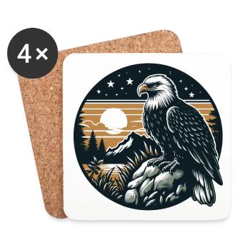 ADLER GREIFVOGEL HABICHT JÄGER FLUG MAJESTÄT FEDER - Untersetzer (4er-Set) - Weiß - Vorne