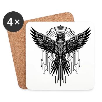 ADLER GREIFVOGEL CYBER MECHANISCH FUTURISTISCH - Untersetzer (4er-Set) - Weiß - Vorne