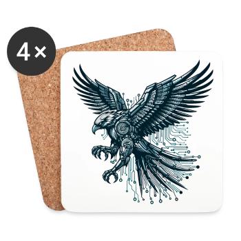 ADLER GREIFVOGEL CYBER MECHANISCH FUTURISTISCH - Untersetzer (4er-Set) - Weiß - Vorne