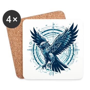 ADLER GREIFVOGEL CYBER MECHANISCH FUTURISTISCH - Untersetzer (4er-Set) - Weiß - Vorne
