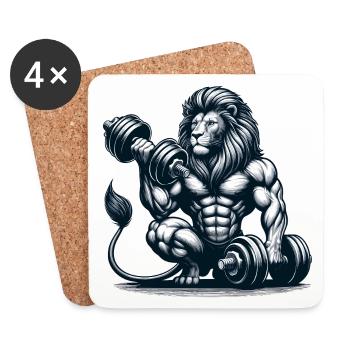 LEO DUMBBELL FITNESS STRENGTH SPORT MUSCLE VEIN - Coasters (set of 4) - white - Front