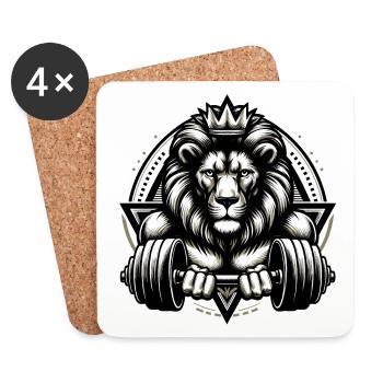 LEO DUMBBELL FITNESS STRENGTH SPORT MUSCLE VEIN - Coasters (set of 4) - white - Front